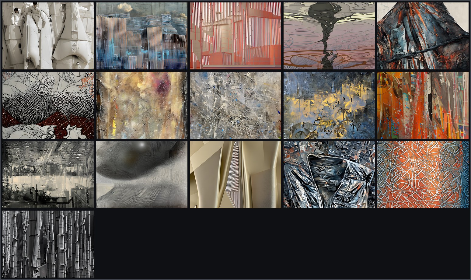 Anteprima opere della mostra Arte digitale con supporto IA